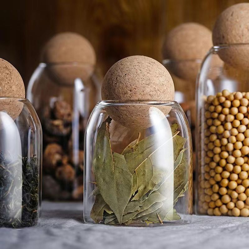 Food Storage Glass Round - Tarros de almacenamiento de vidrio transparente