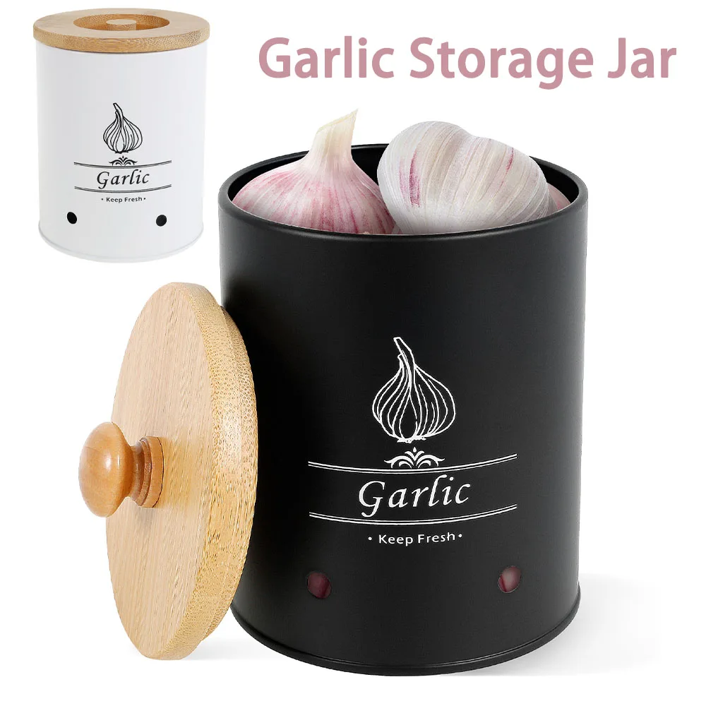 Food Storage Jars With Wooden Lids - Recipiente para Guardar Ajo, Versátil Caja