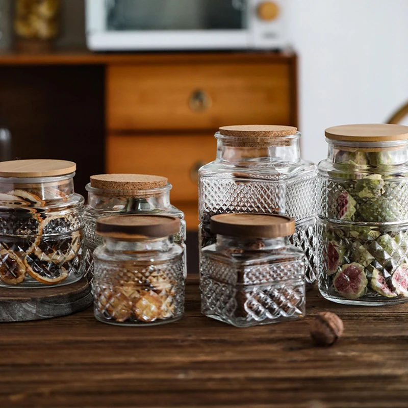 Food Storage Jars With Wooden Lids - Tarro sellado de vidrio de gran