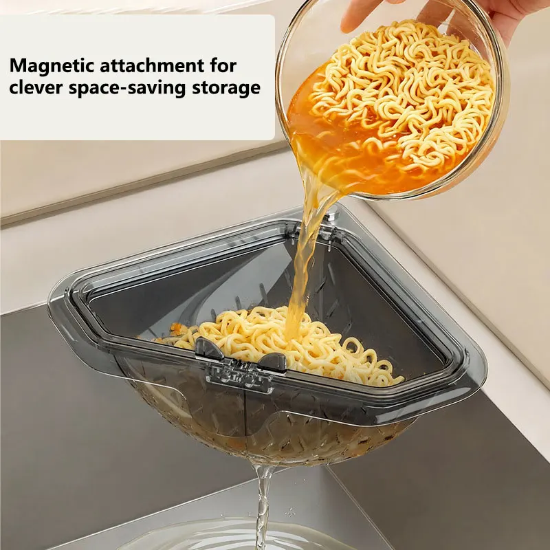 Food Storage Rack For Kitchen - Cesta magnética triangular para fregadero, soporte