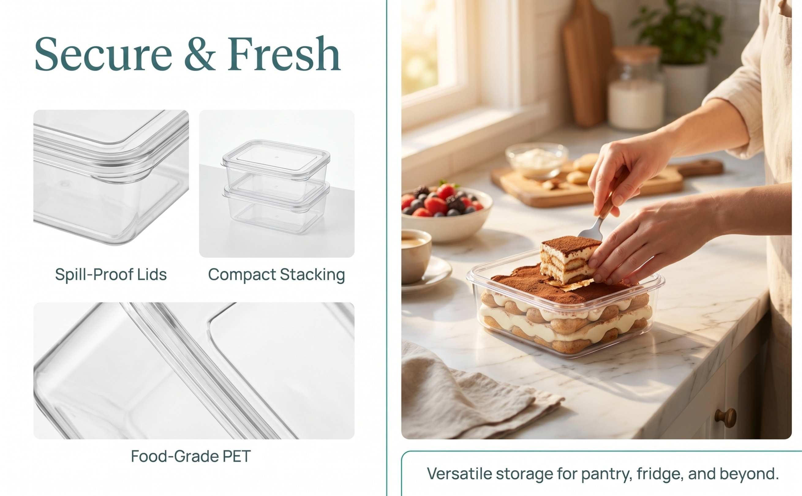 Food Storage And Safety - 10 unidades de cajas transparentes para