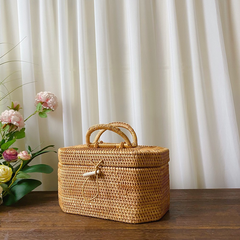 Bread Box Bamboo - Caja de almacenamiento de mimbre tejida