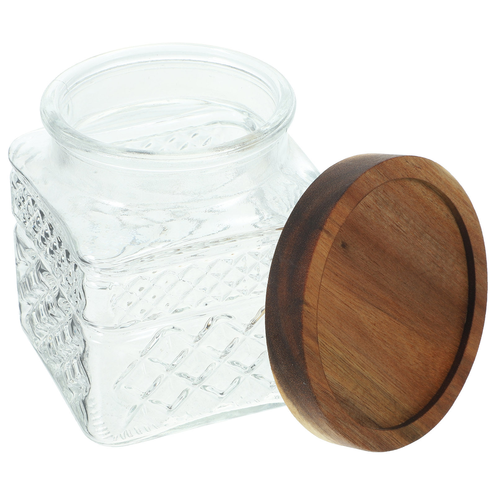Food Storage Jars With Wooden Lids - Tarro de almacenamiento de vidrio, recipiente
