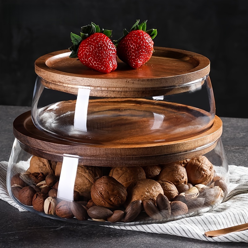 Food Storage Jars With Wooden Lids - Recipientes de vidrio con tapas de