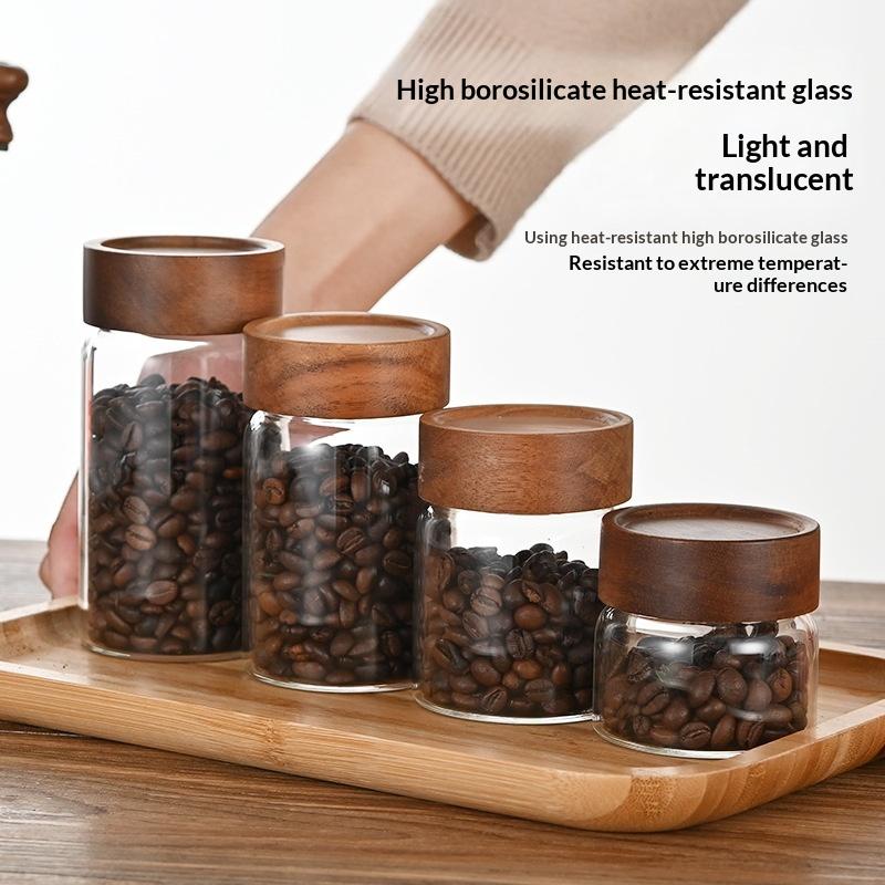 Food Storage Jars With Wooden Lids - Recipiente de Vidrio Transparente con Tapa