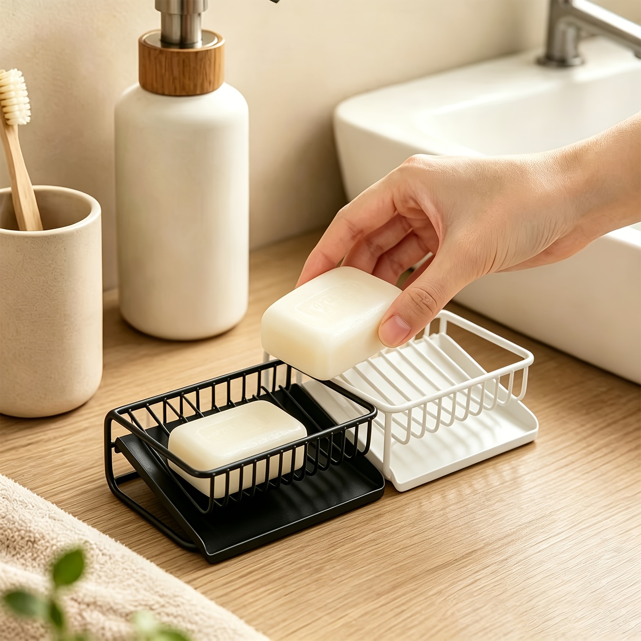 Food Storage Rack - Jabonera de plástico con bandeja de