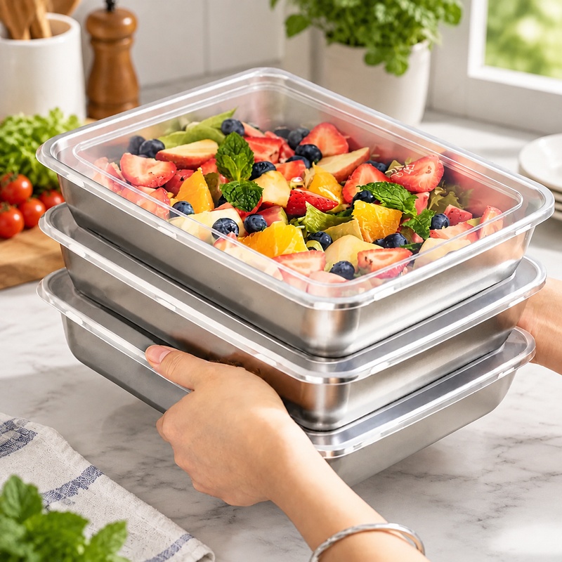 Food Storage Home - Juego de 3 recipientes de acero