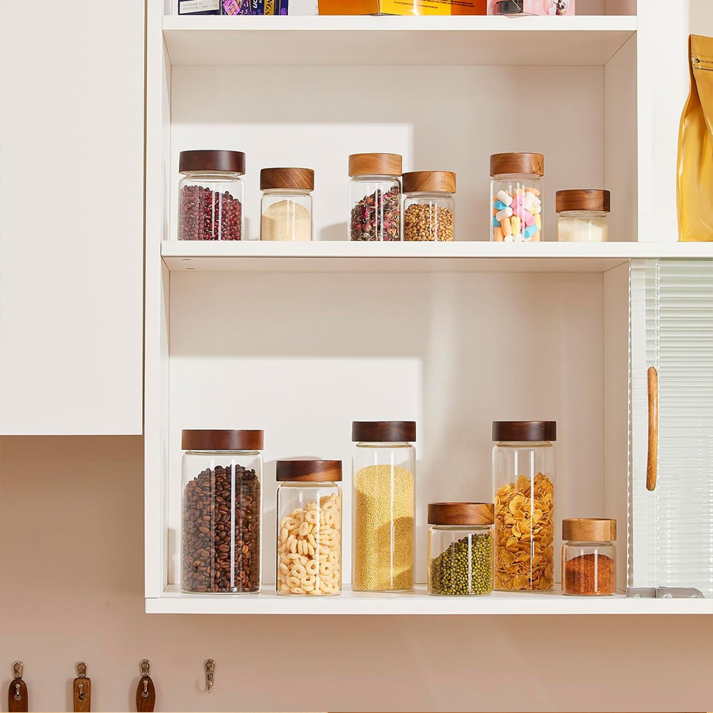 Frascos de Vidrio para Almacen - Food Storage Jars With Wooden Lids reseña y precio