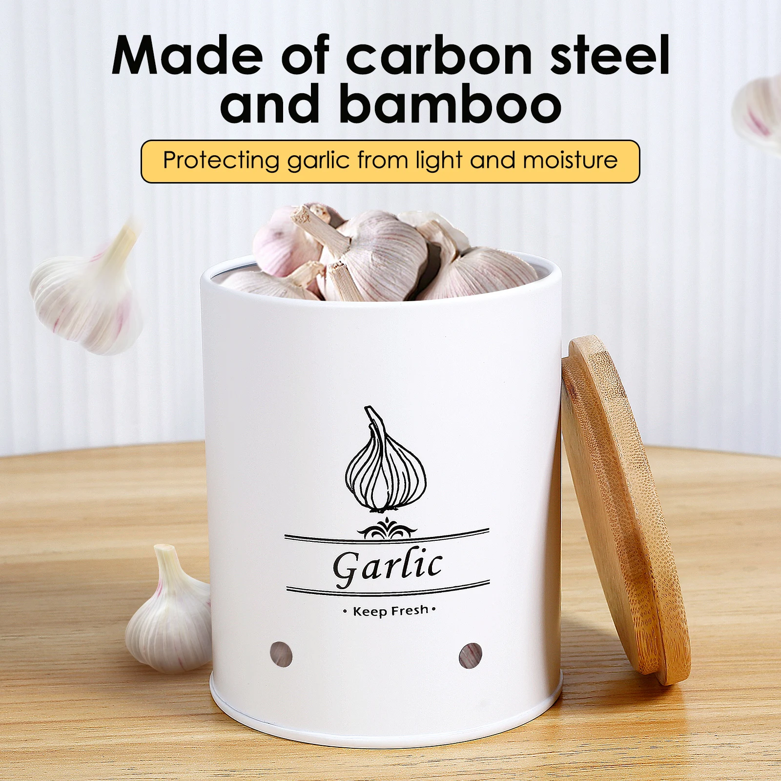 Recipiente para Guardar Ajo, V - Food Storage Jars With Wooden Lids reseña y precio