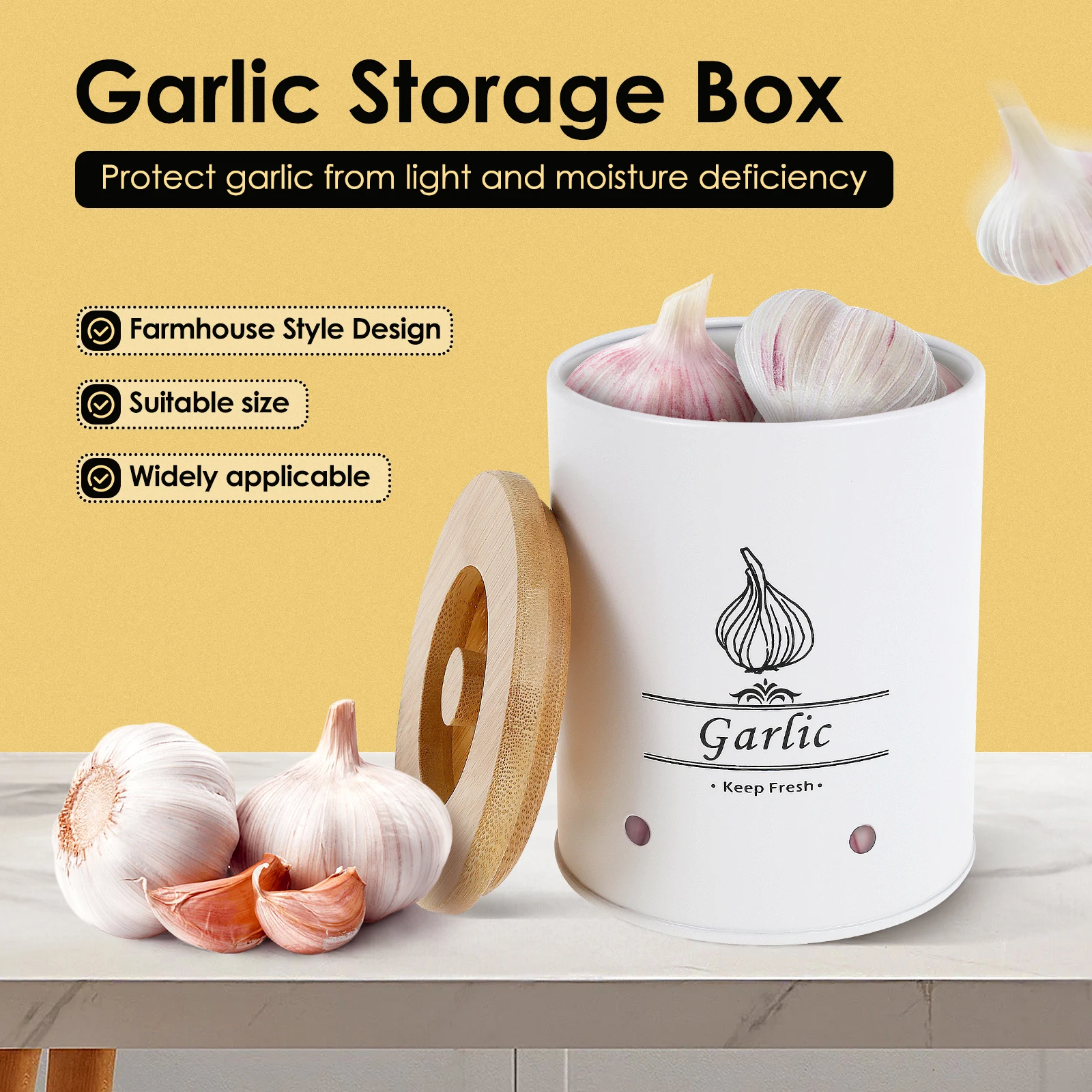 Recipiente para Guardar Ajo, V - Food Storage Jars With Wooden Lids reseña y precio