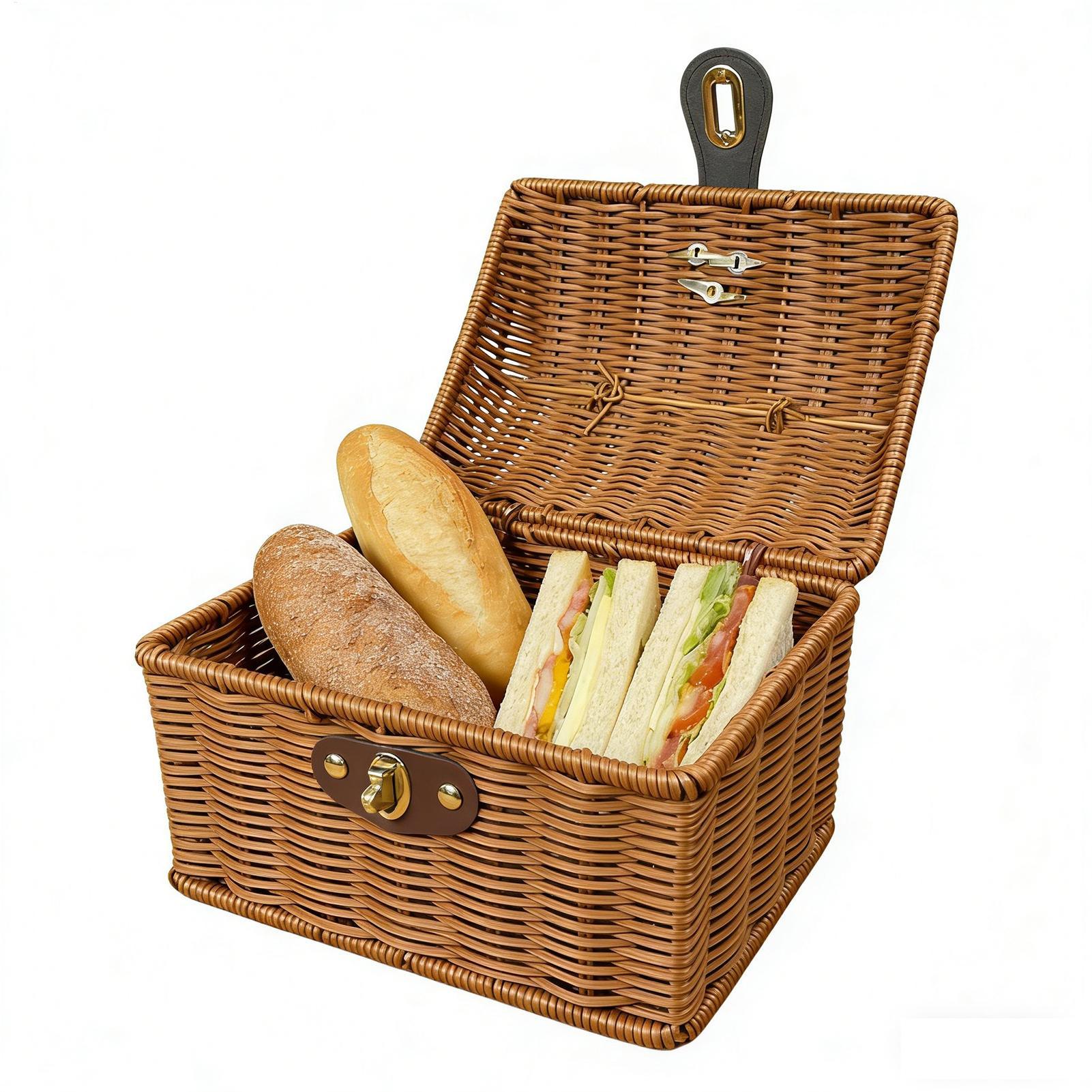 Cesta de picnic con asa, caja  - Bread Box Bamboo reseña y precio