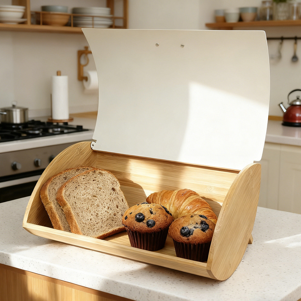 Caja para Pan con Cubierta de  - Bread Box Bamboo reseña y precio