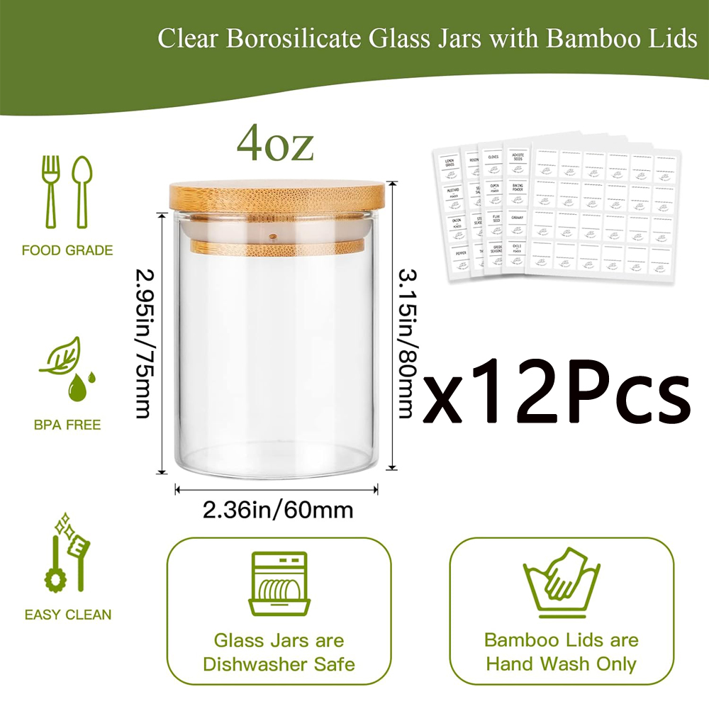 Frascos de especias de vidrio  - Food Storage Jars With Wooden Lids reseña y precio