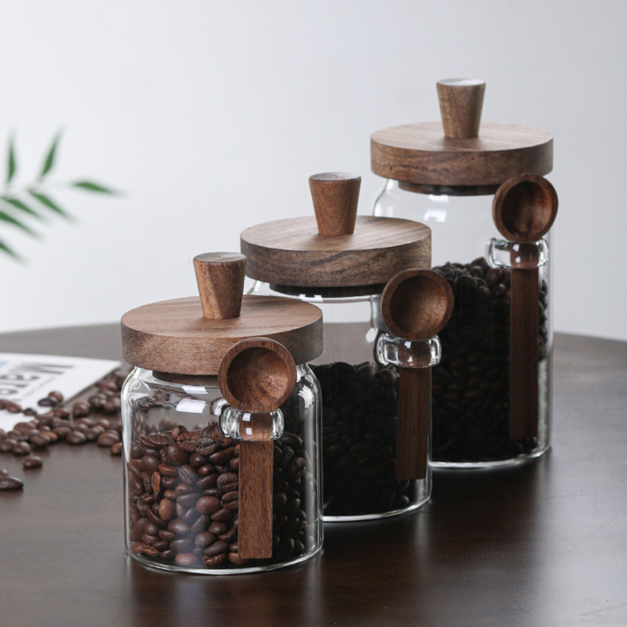 Contenedores de vidrio para al - Food Storage Jars With Wooden Lids reseña y precio
