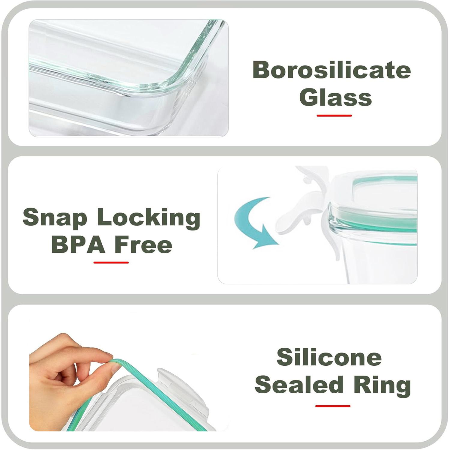 Contenedor de Alimentos de Vid - Food Storage Glass Containers Large reseña y precio