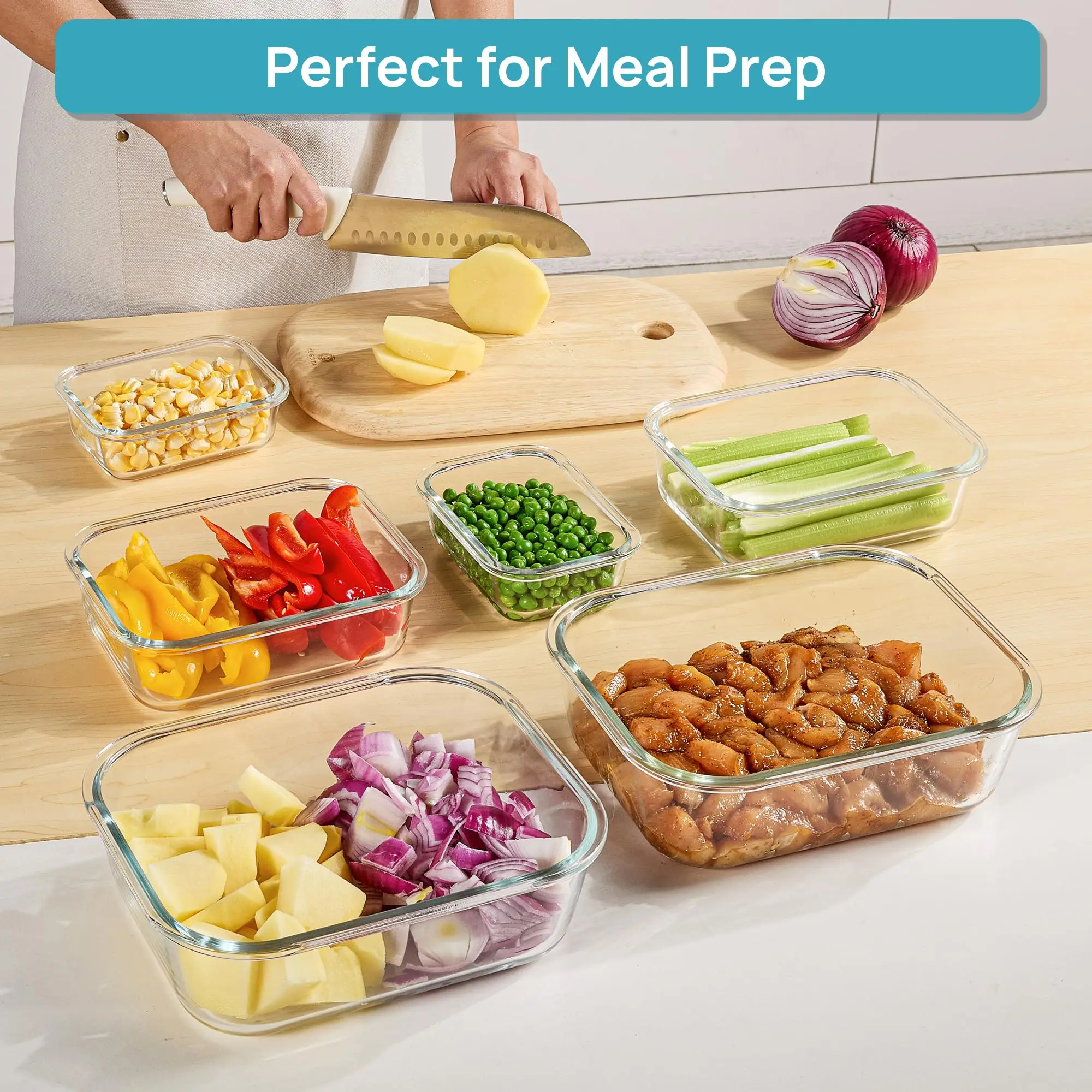 Paquete de 18 recipientes de v - Food Storage Glass Containers Large reseña y precio