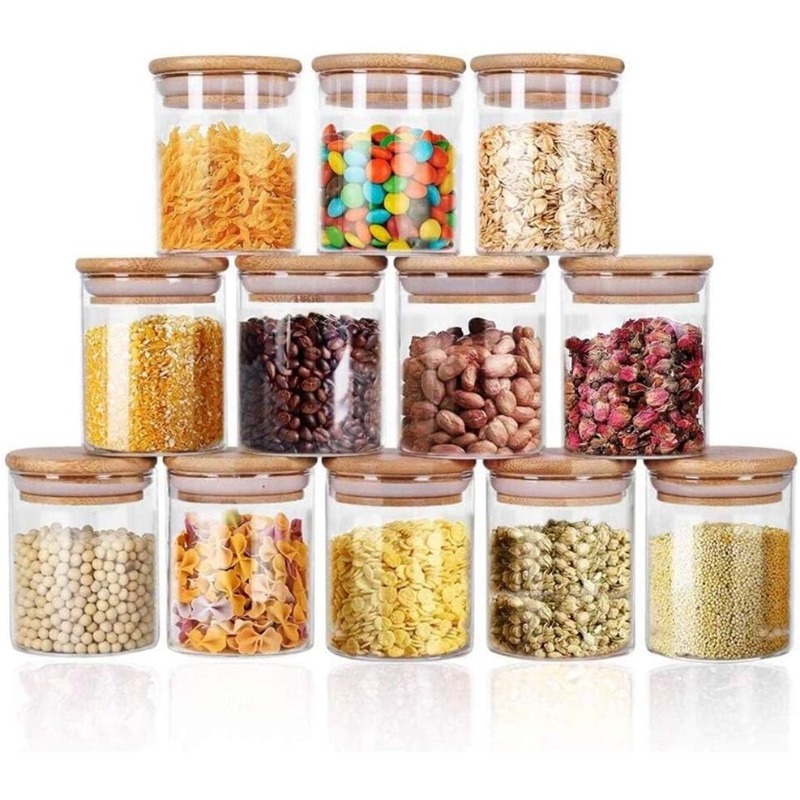Juego de 12 tarros de vidrio c - Food Storage Glass Containers Large reseña y precio