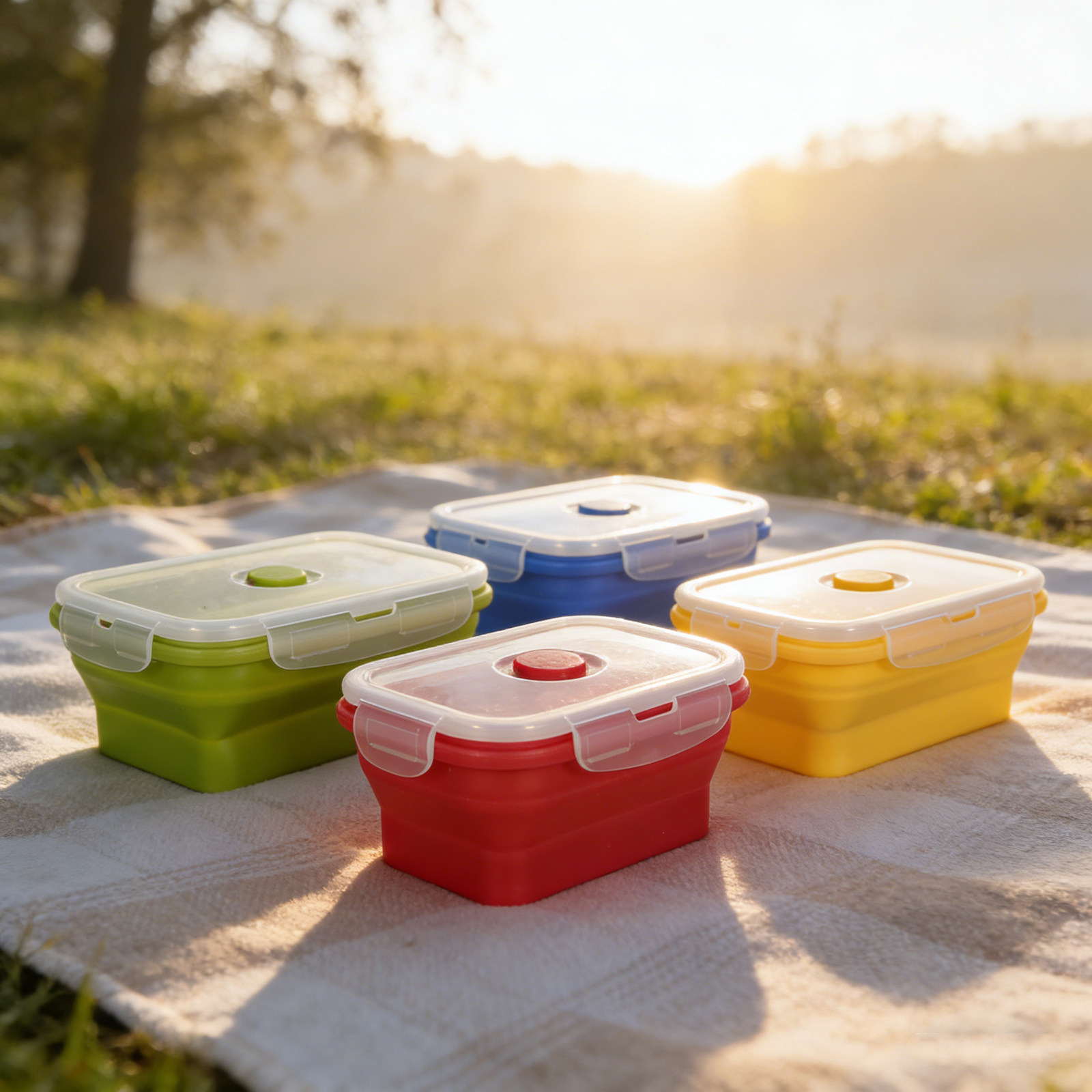 4 recipientes plegables de sil - Food Storage Home reseña y precio