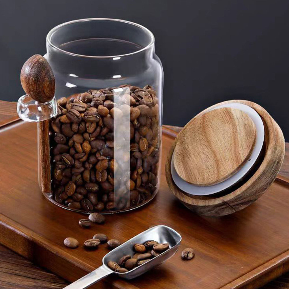 Recipiente de Vidrio Transpare - Food Storage Jars With Wooden Lids reseña y precio