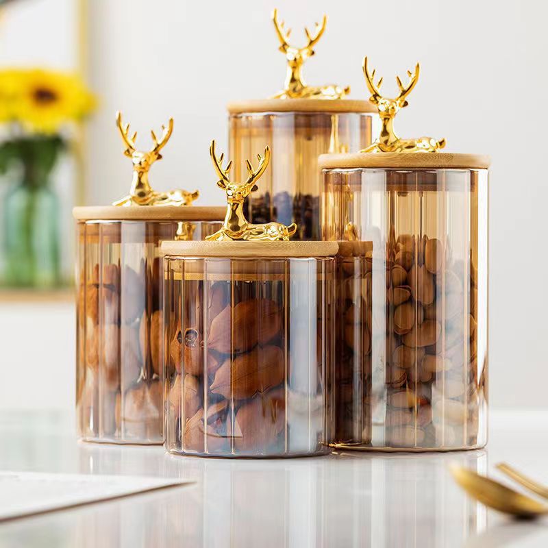 Frasco de Vidrio Ámbar con Tap - Food Storage Jars With Wooden Lids reseña y precio