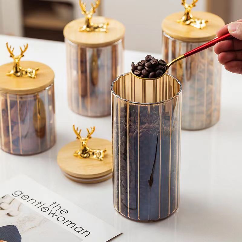 Frasco de Vidrio Ámbar con Tap - Food Storage Jars With Wooden Lids reseña y precio