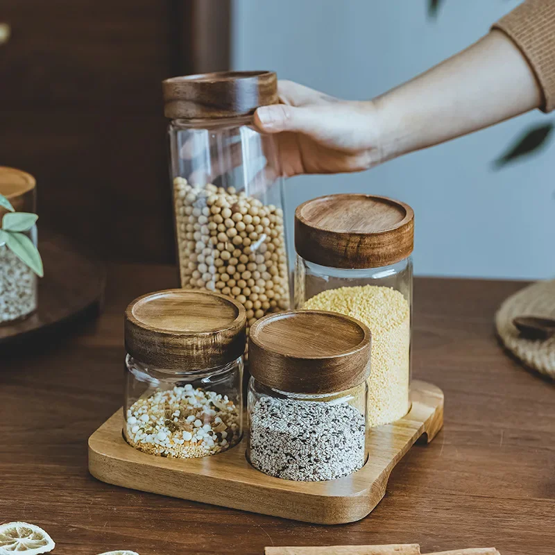 Recipiente hermético de vidrio - Food Storage Jars With Wooden Lids reseña y precio