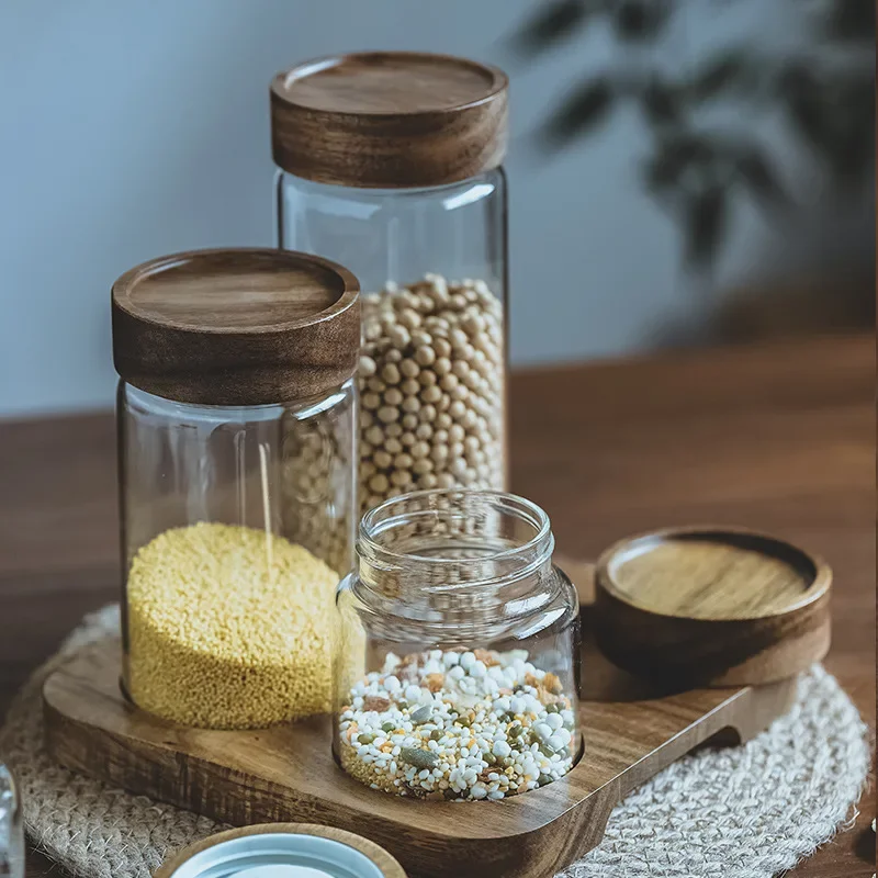 Recipiente hermético de vidrio - Food Storage Jars With Wooden Lids reseña y precio