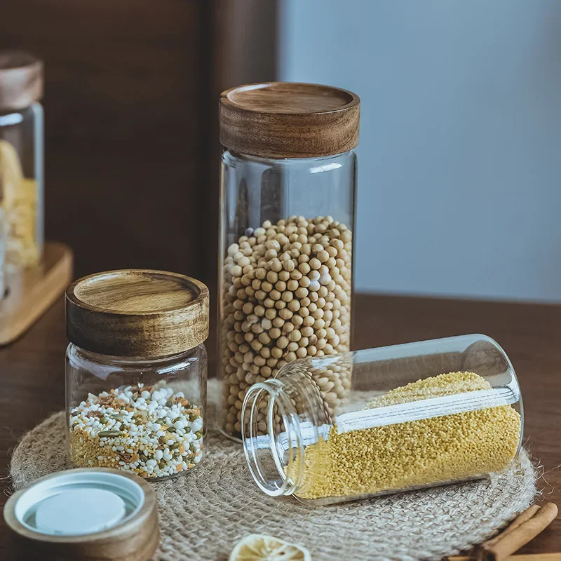Recipiente hermético de vidrio - Food Storage Jars With Wooden Lids reseña y precio