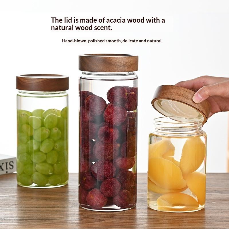Recipiente de Vidrio Transpare - Food Storage Jars With Wooden Lids reseña y precio