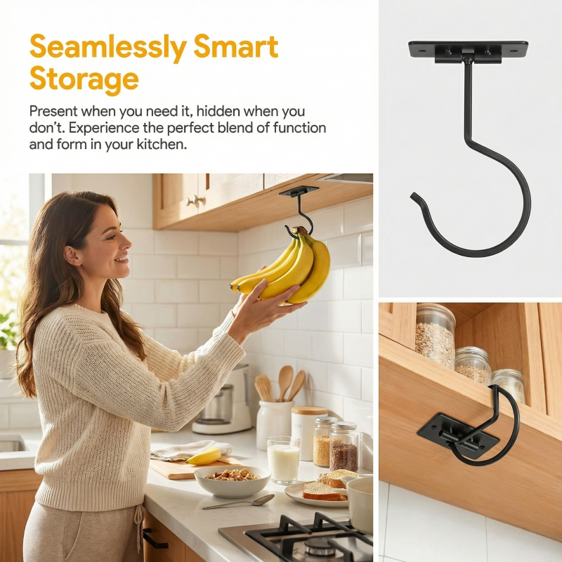 Gancho Adhesivo de Metal Negro - Food Storage Rack For Kitchen reseña y precio