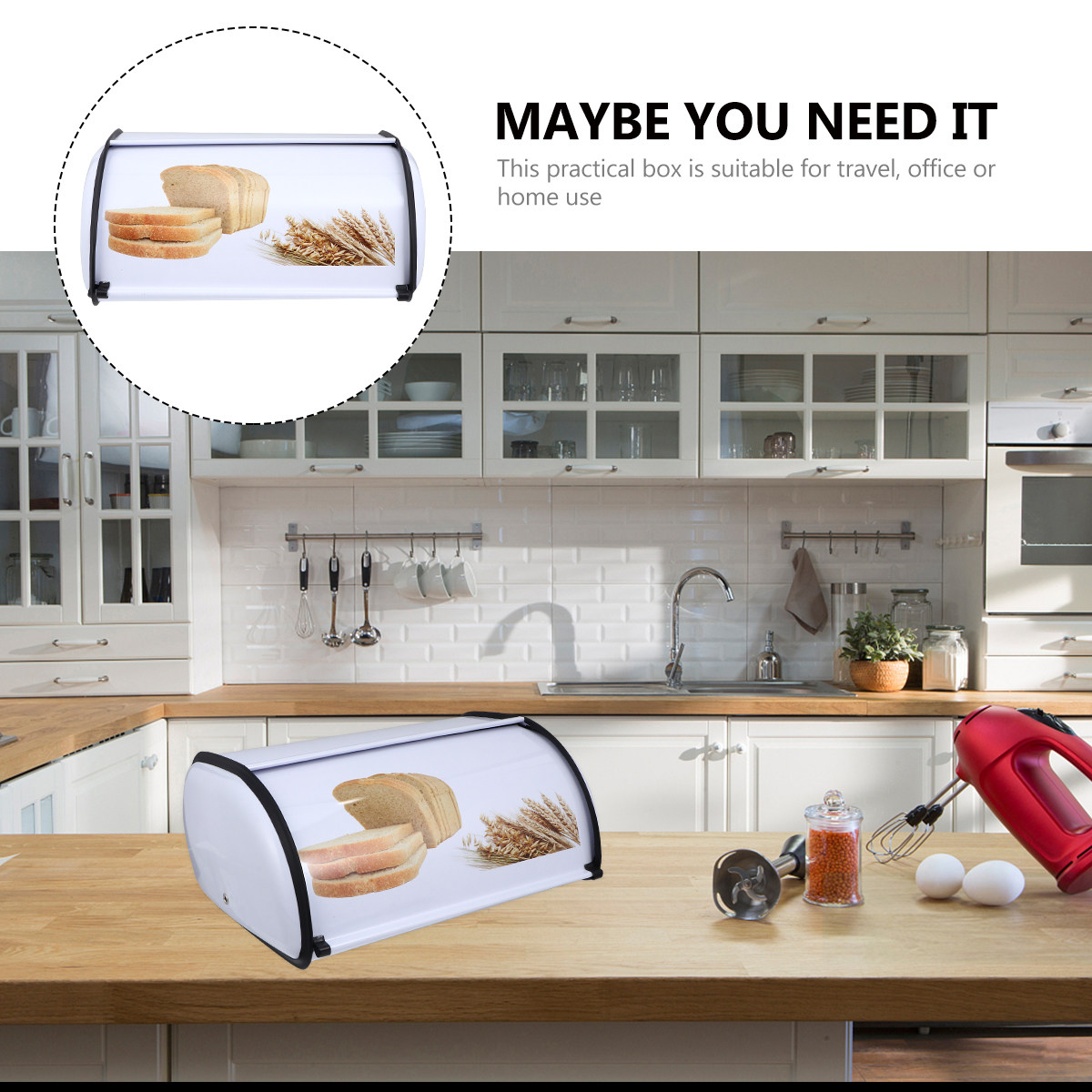 1 Pieza de Caja de Pan Metálic - Bread Box Bamboo reseña y precio